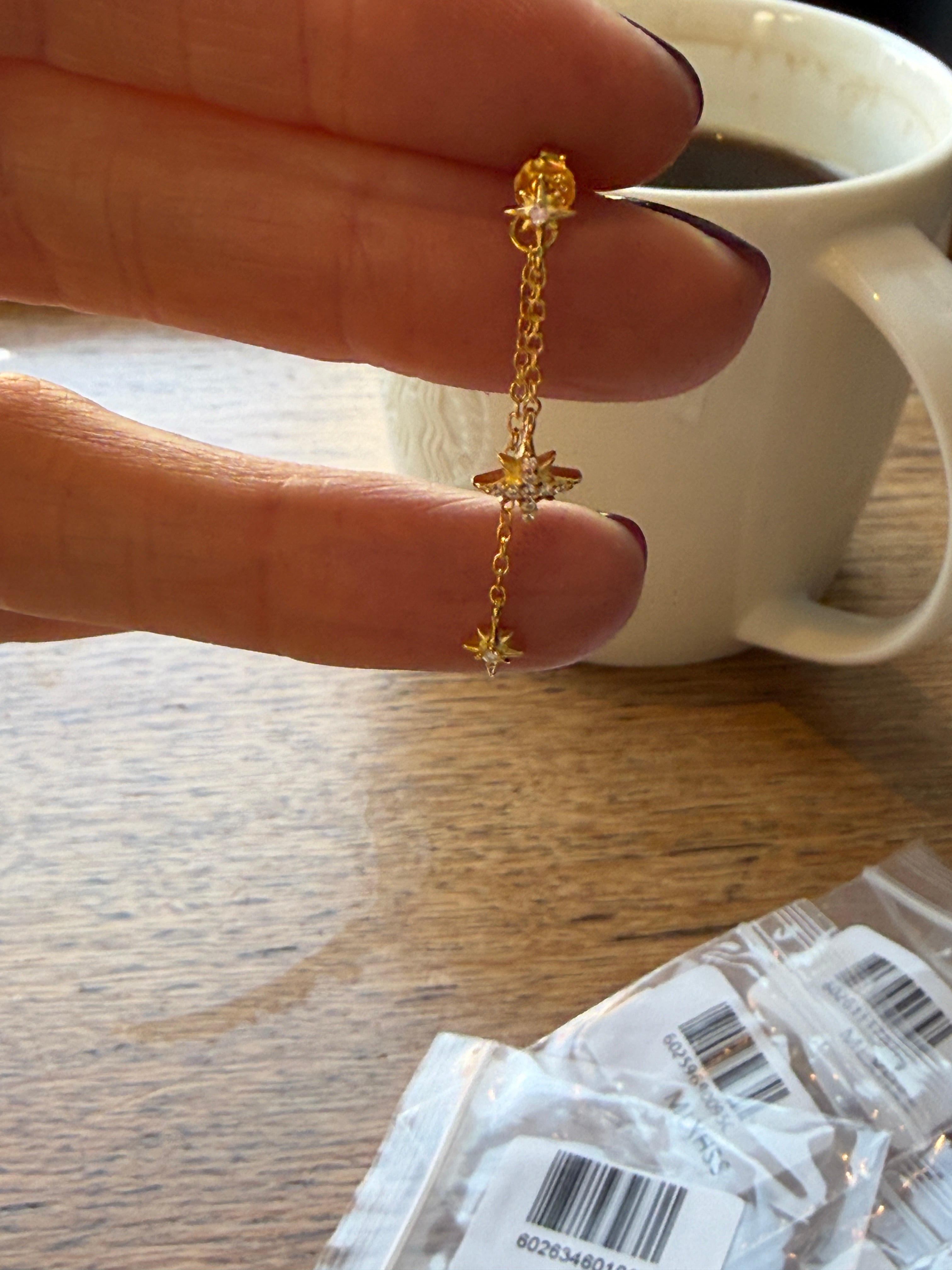 Tina Minimal Kuzey Yıldızı Zincirli Küpe