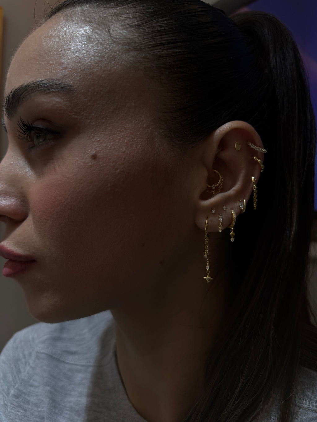 Lucca 4 Altın kaplama  Gümüş Piercing