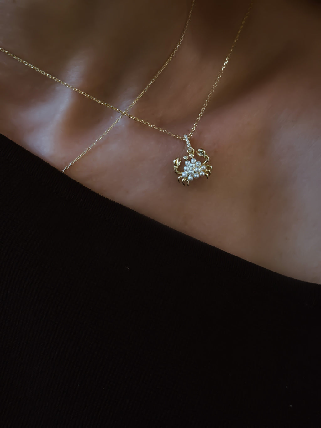 Minimal Yengeç Detaylı Gümüş Kolye