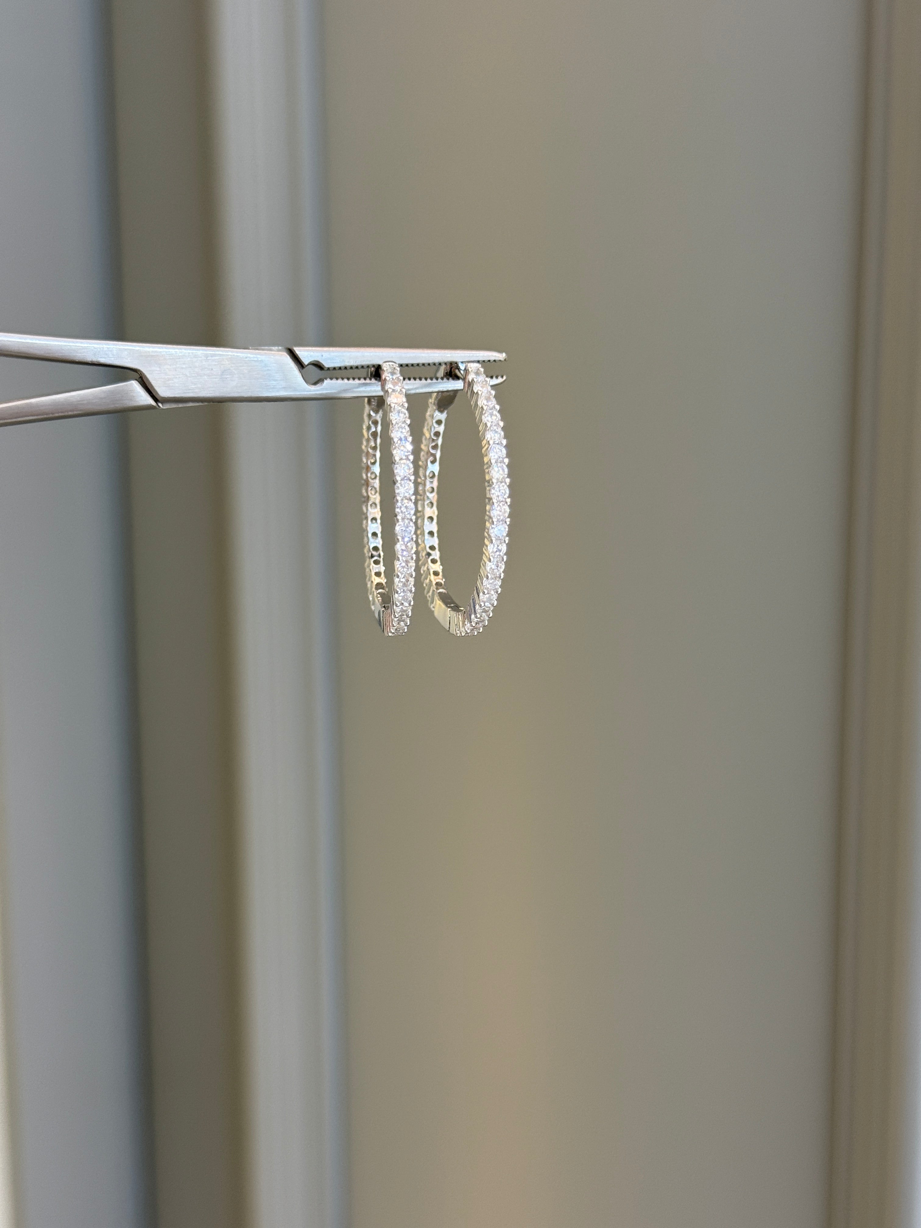 Taşlı Halka 3 cm Küpe