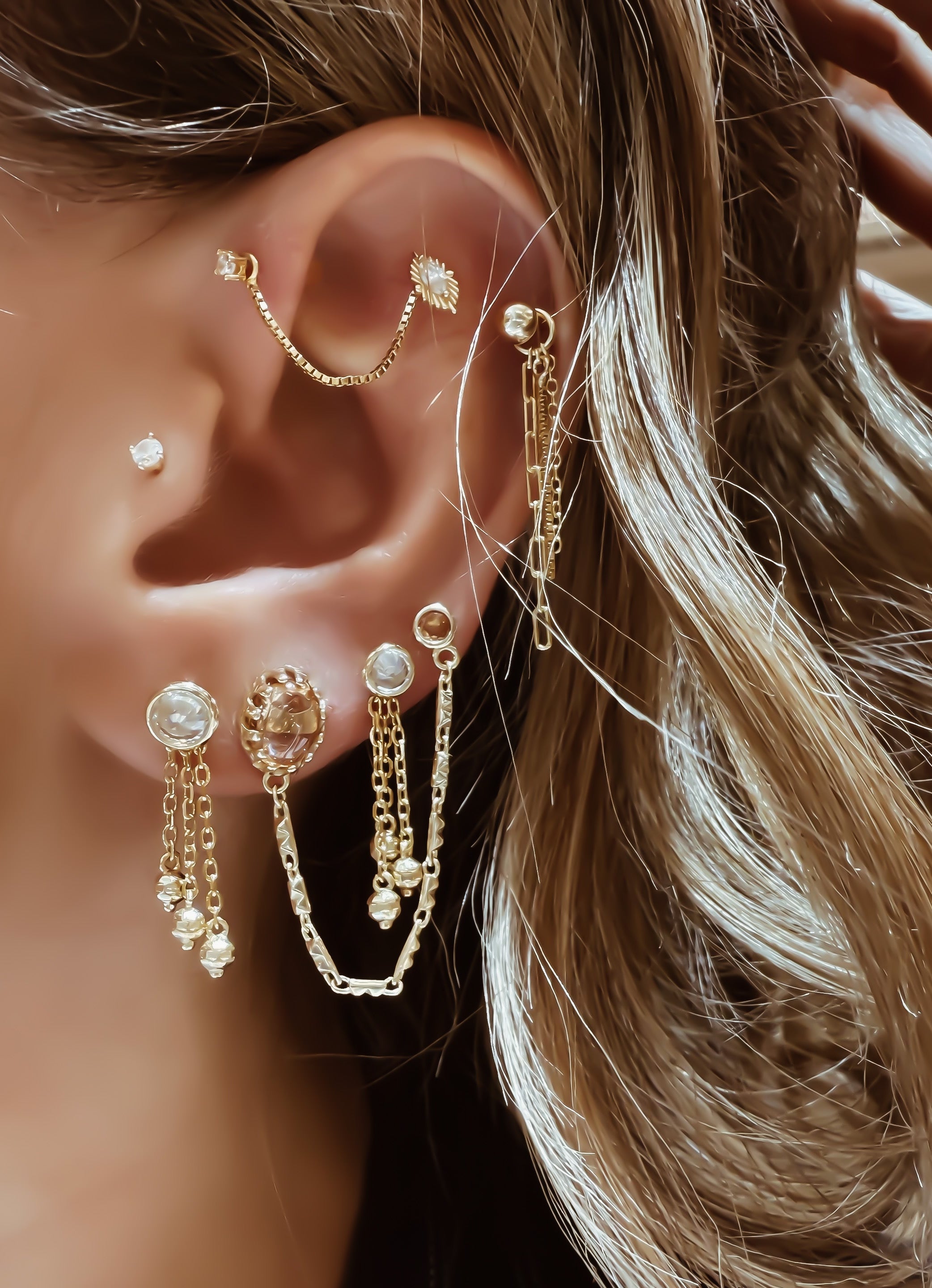 Carla Üç Toplu Zincir Küpe