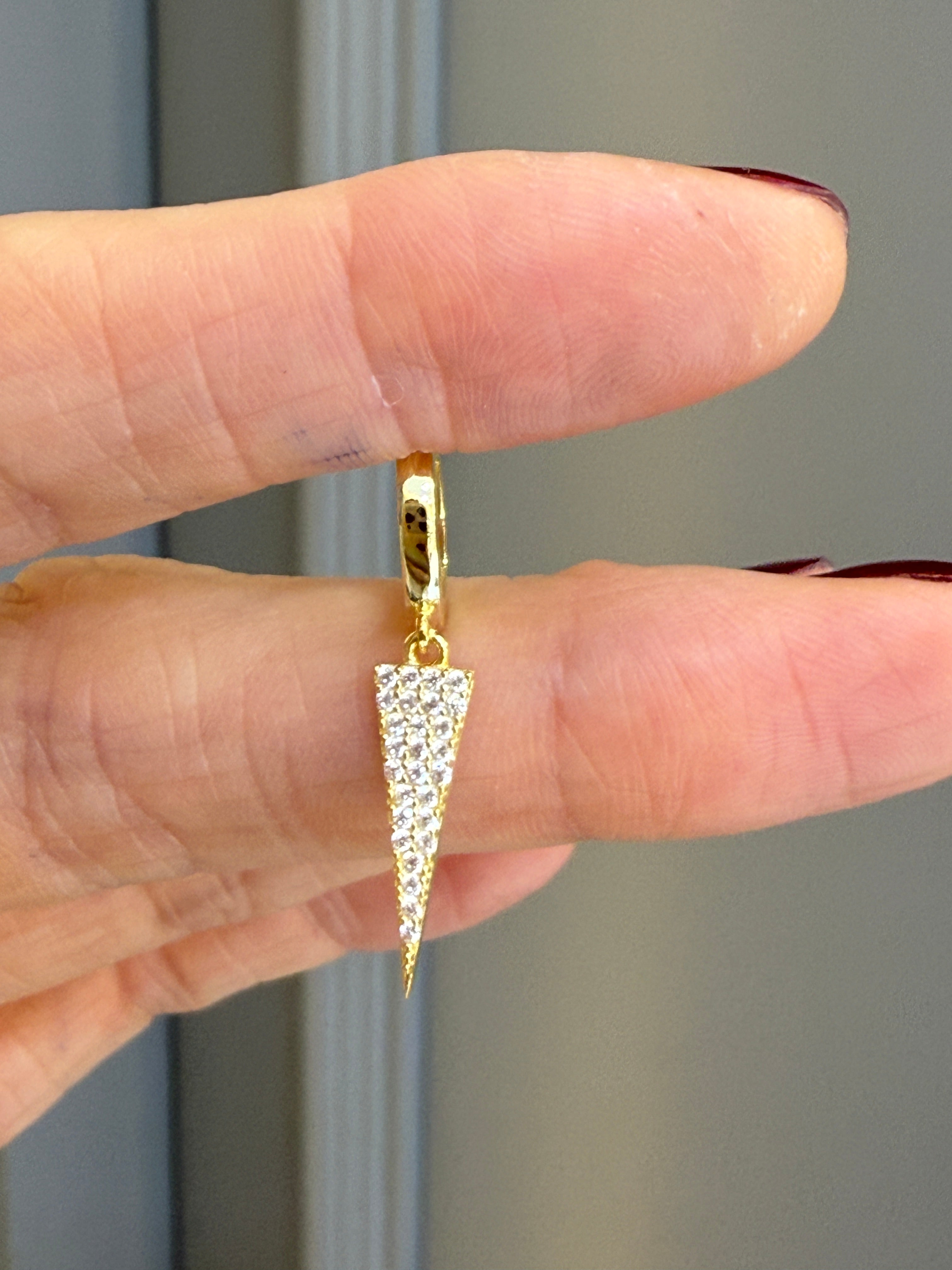 Lugo Üçgen Gümüş Altın Kaplama Küpe