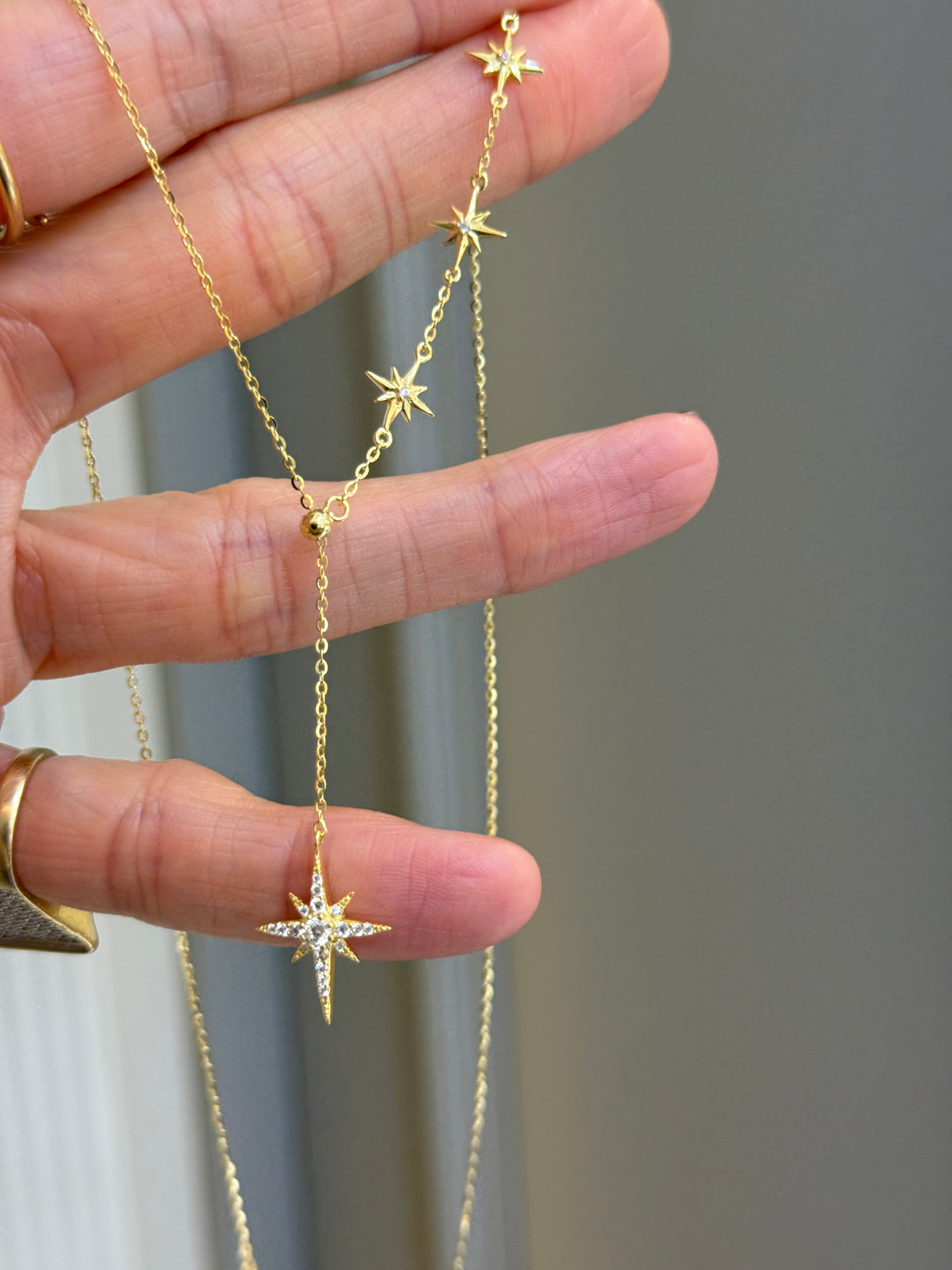 Minimal Yıldız Y Detaylı Gümüş Kolye