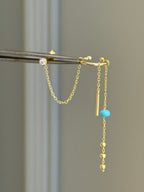 Carla Turkuaz Taş Zincirli Cuff Küpe