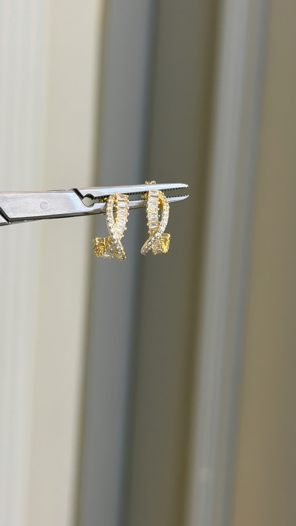 Lucca Çarpraz Baget Taşlı Küpe