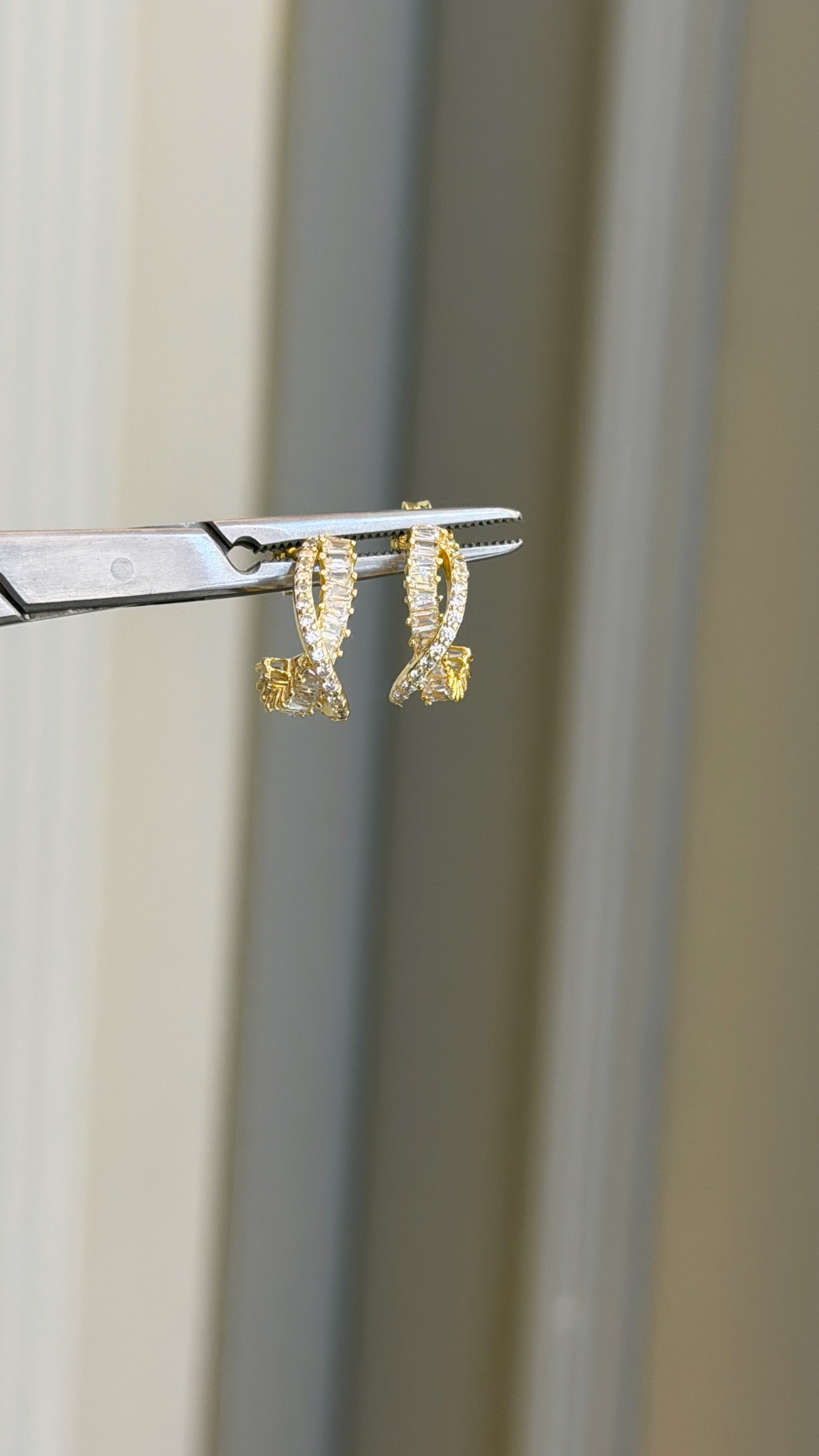 Lucca Çarpraz Baget Taşlı Küpe