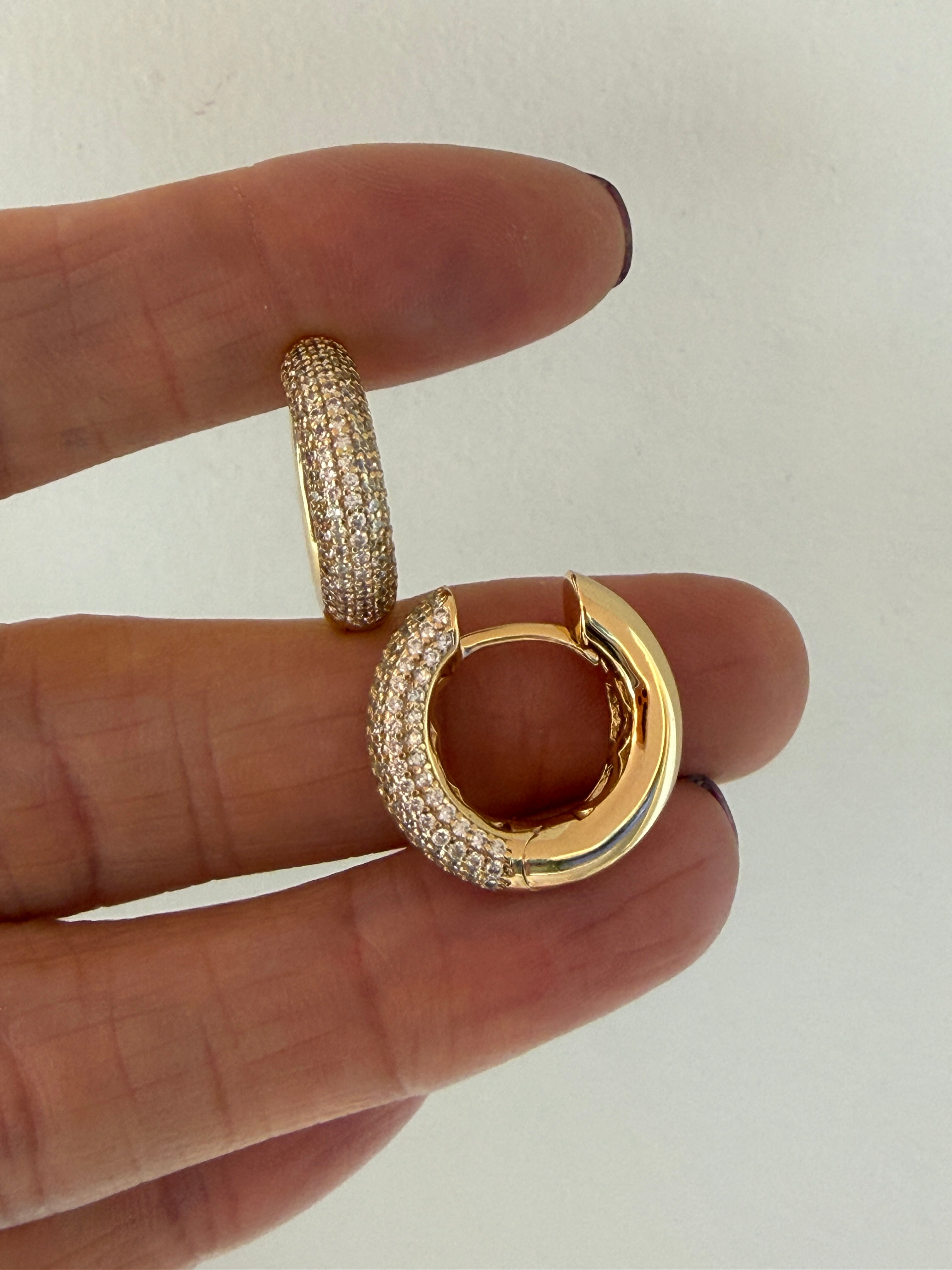 Tina  Kalın Taslı Halka Küpe