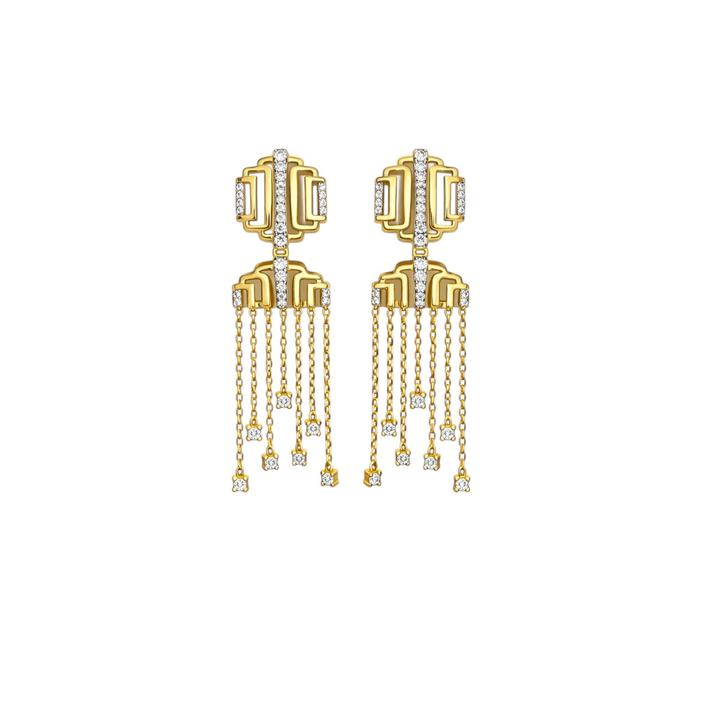 Leonie Uzun Çoklu  Zincirli Altın kaplama Gümüş Halka Küpe