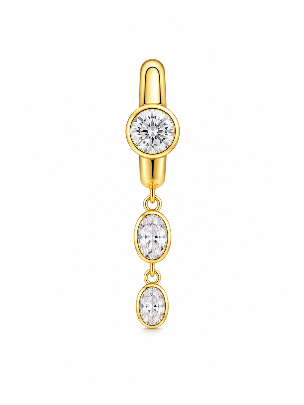 Loulou Bombe Oval Çift Taşlı Küpe