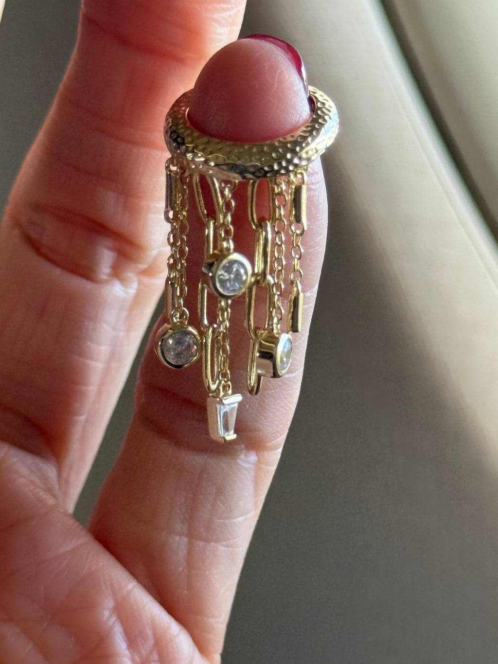 Carla Baget taşlı Zincirli Piercing Küpe