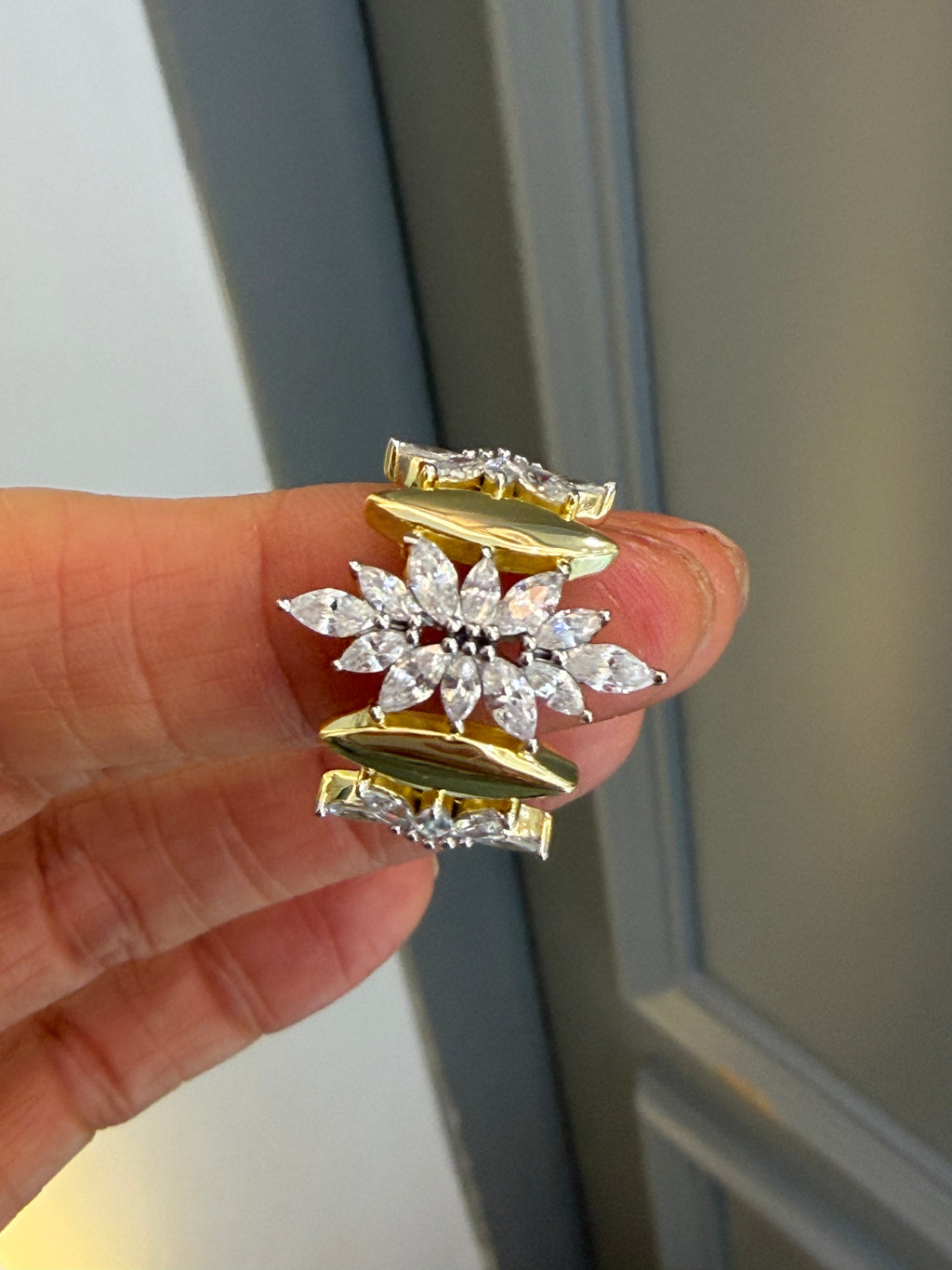 Leonie flower altın kaplama Gümüş Yüzük