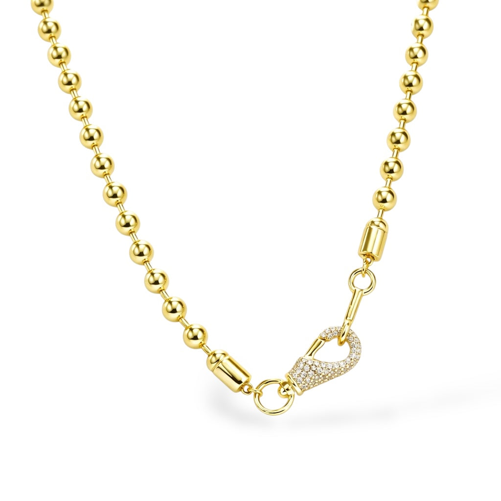 Lucca Top Zincir Kilit detaylı Gümüş Kolye