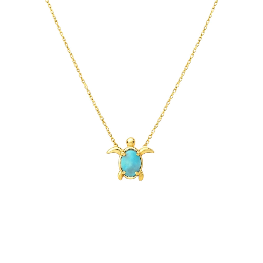 Minimal Kaplumbağ Detaylı Gümüş Kolye