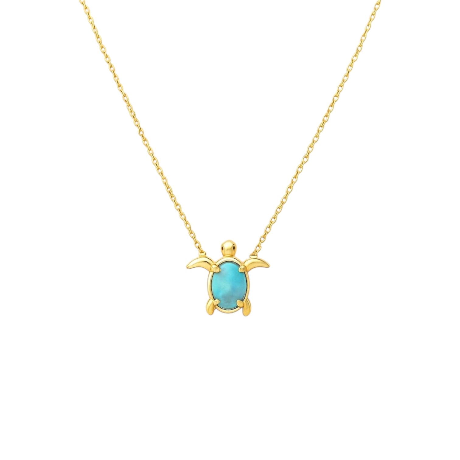 Minimal Kaplumbağ Detaylı Gümüş Kolye