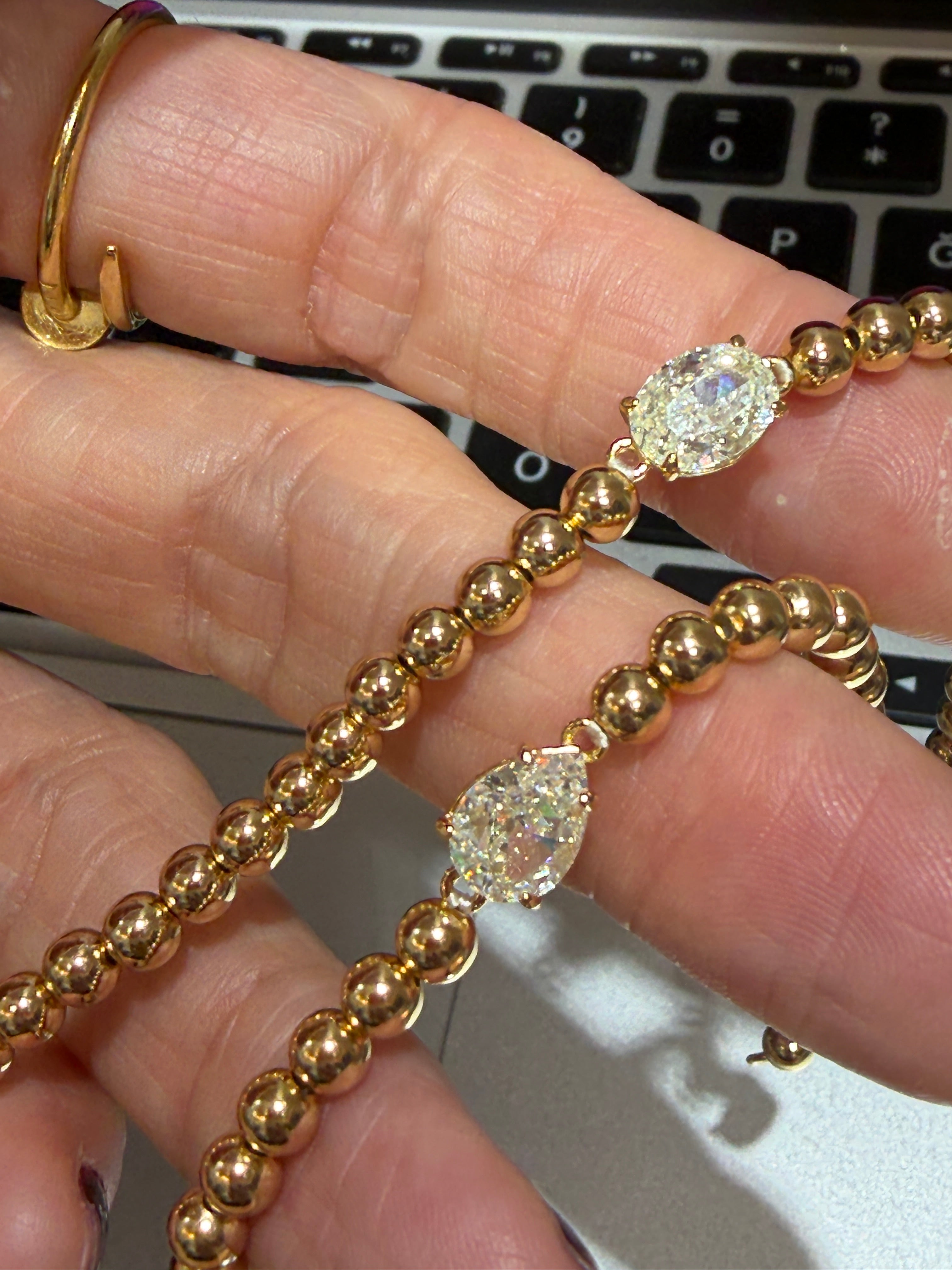 Tina Top Zincir Damla Taşlı Altın Kaplama Gümüş Bileklik