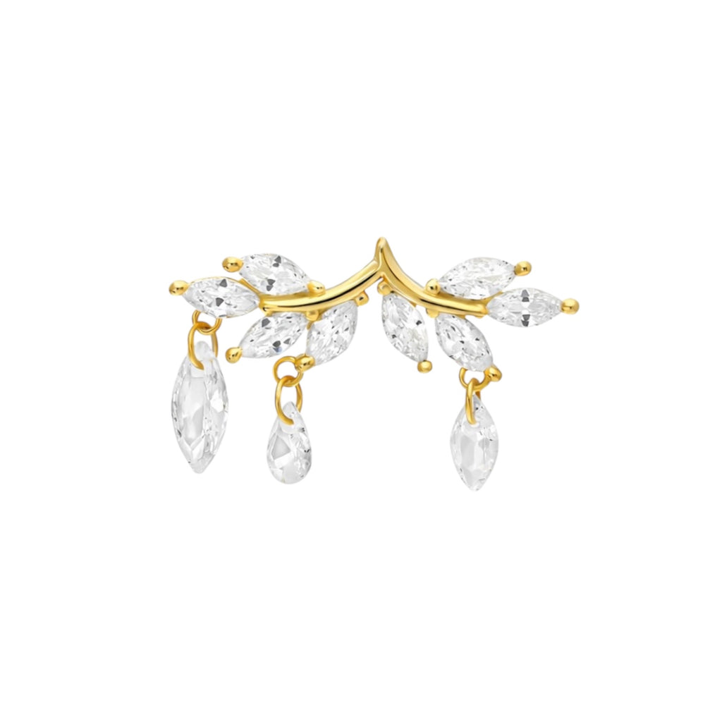 Lucca Kristal Sallantılı  Altın kaplama Gümüş Küpe