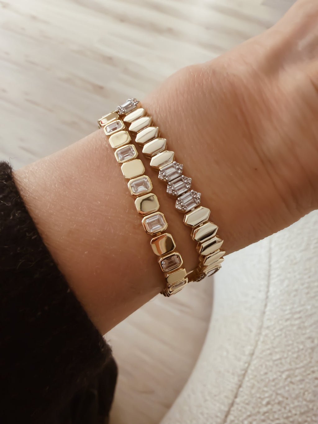 Lucca Top Zincir Damla Taşlı Altın Kaplama Gümüş Bileklik