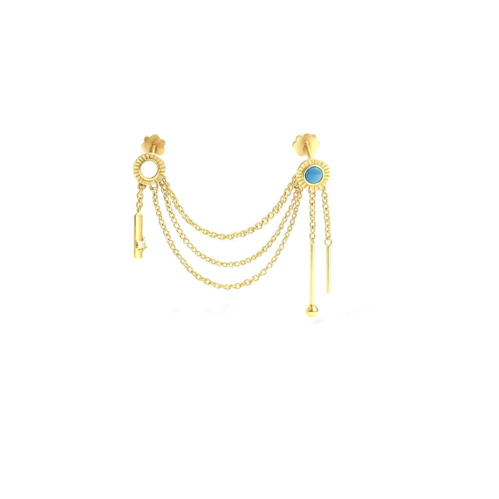 Carla 2 Zincirli Gümüş Piercing