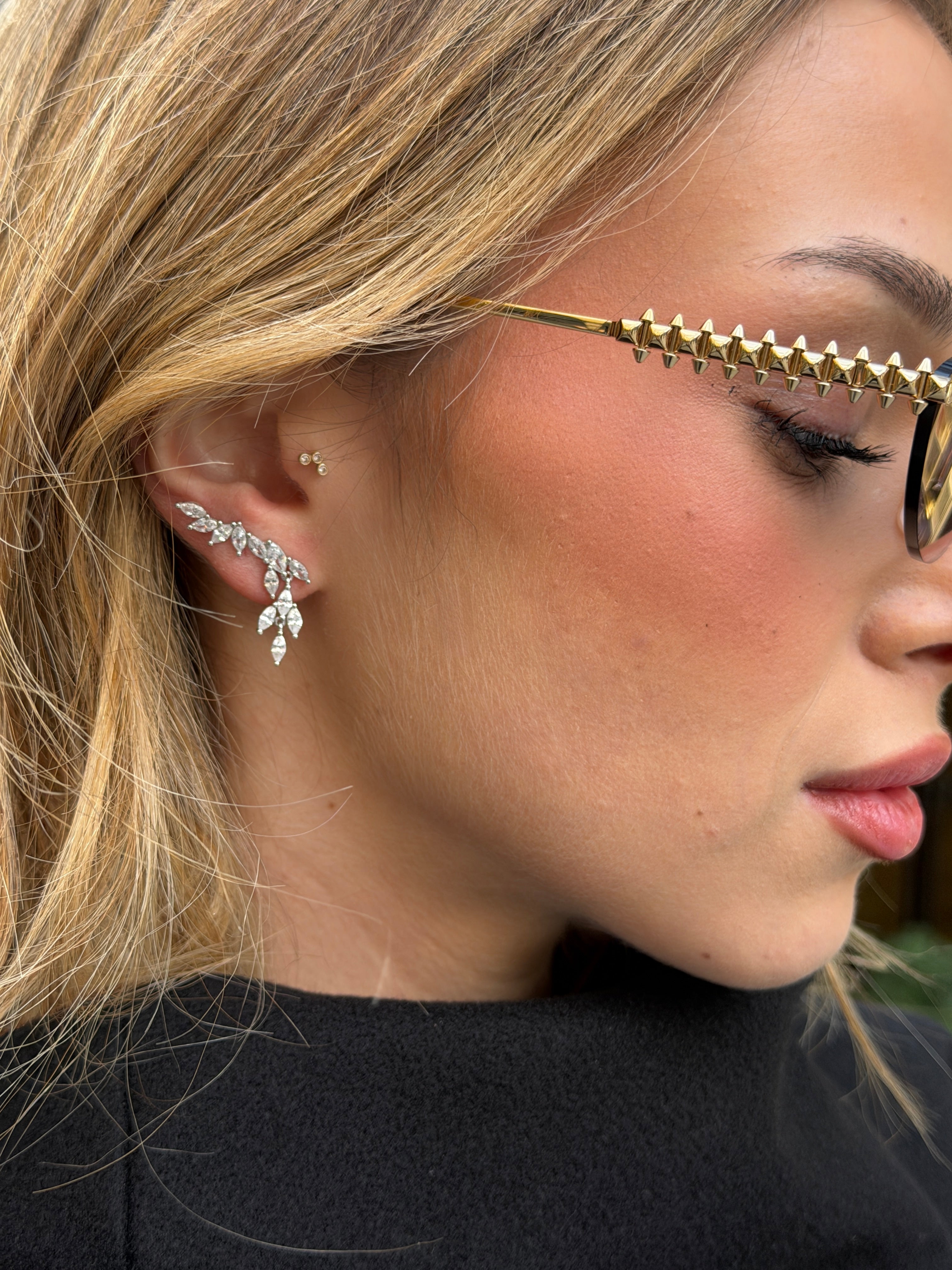 Leo Yaprak Altın kaplama Gümüş Küpe