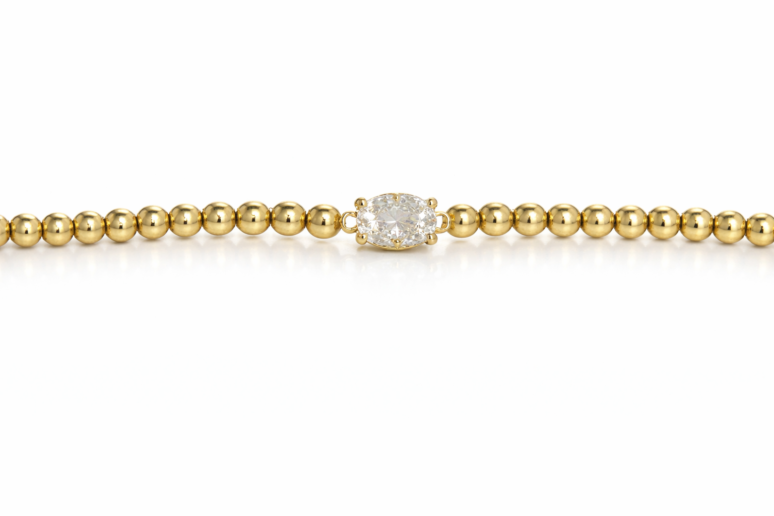 Tina Top Zincir Oval Taşlı Altın Kaplama Gümüş Bileklik