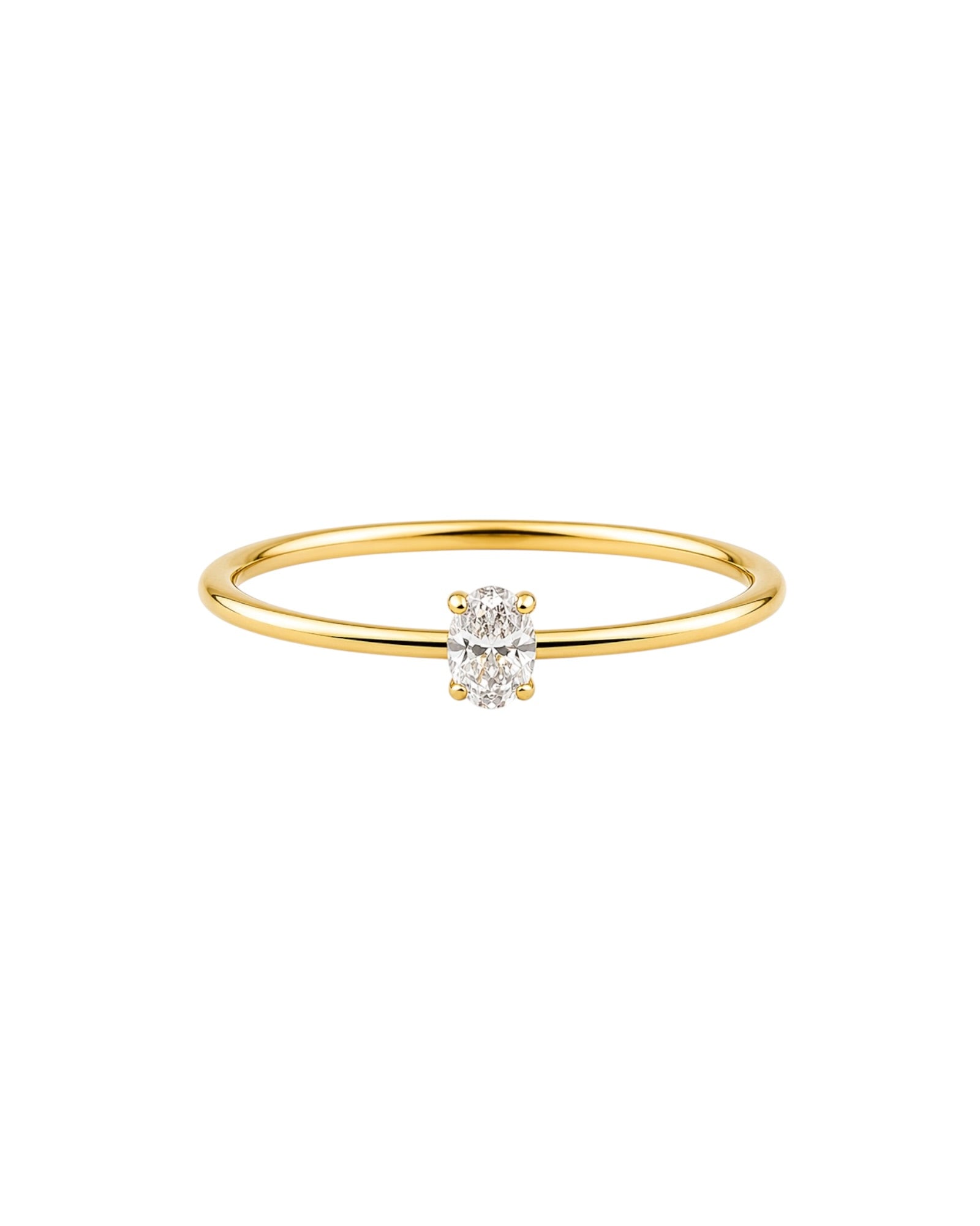 Tina Minimal Oval Taşlı Yüzük