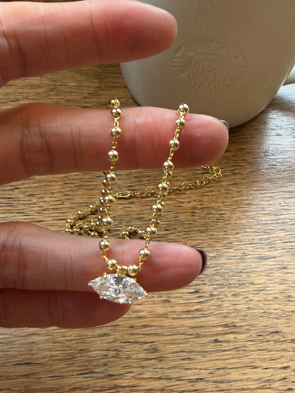 Lugo Markiz taşlı top zincir Gümüş Kolye