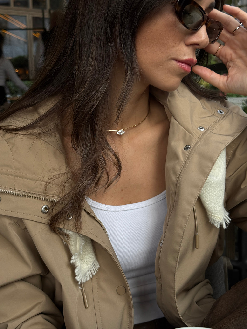 Lugo Markiz Taş detaylı Cuff Kolye