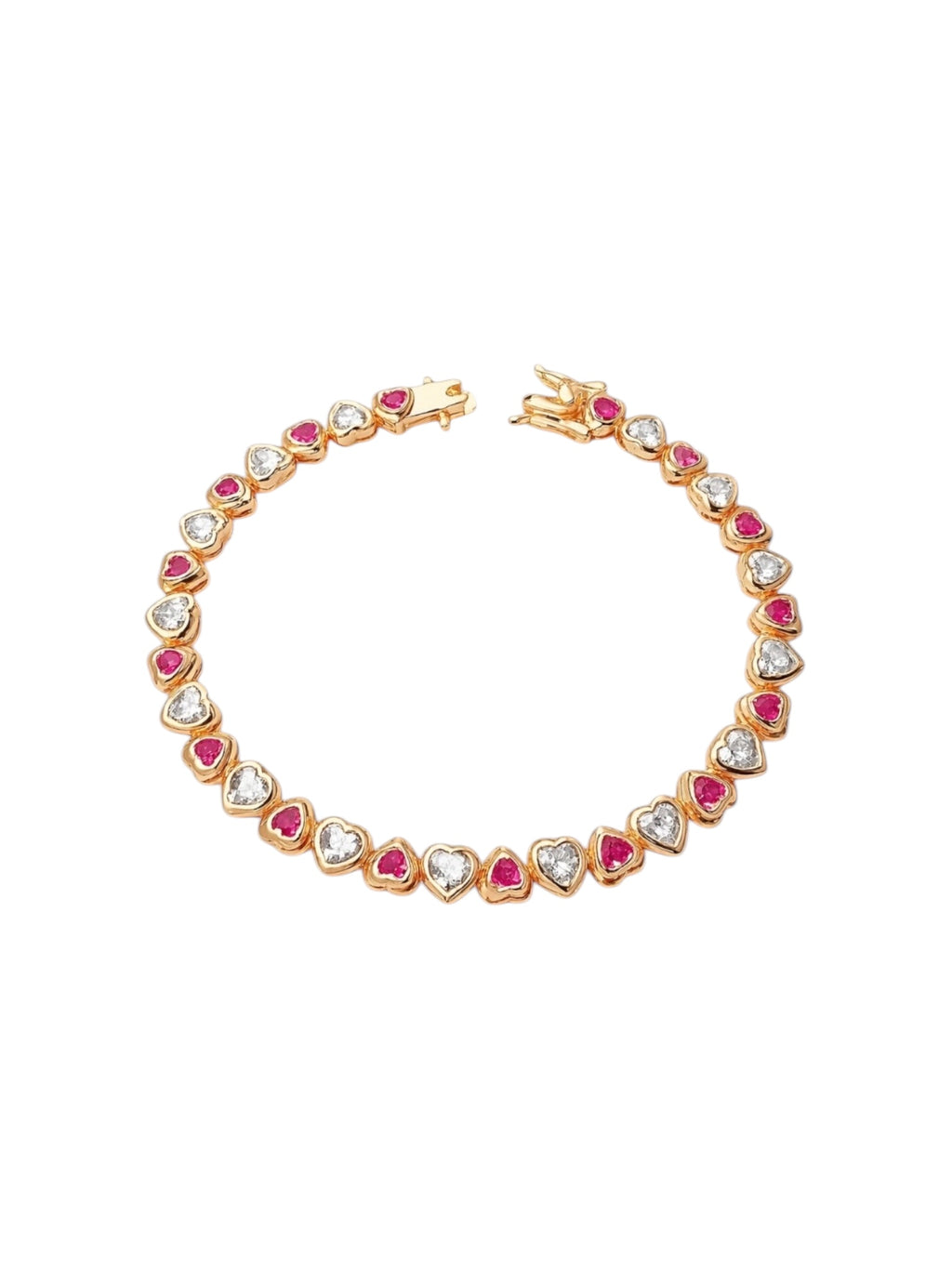 Tina Fuşya Kalp suyolu Altın Kaplama Gümüş Bileklik