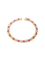 Tina Fuşya Kalp suyolu Altın Kaplama Gümüş Bileklik