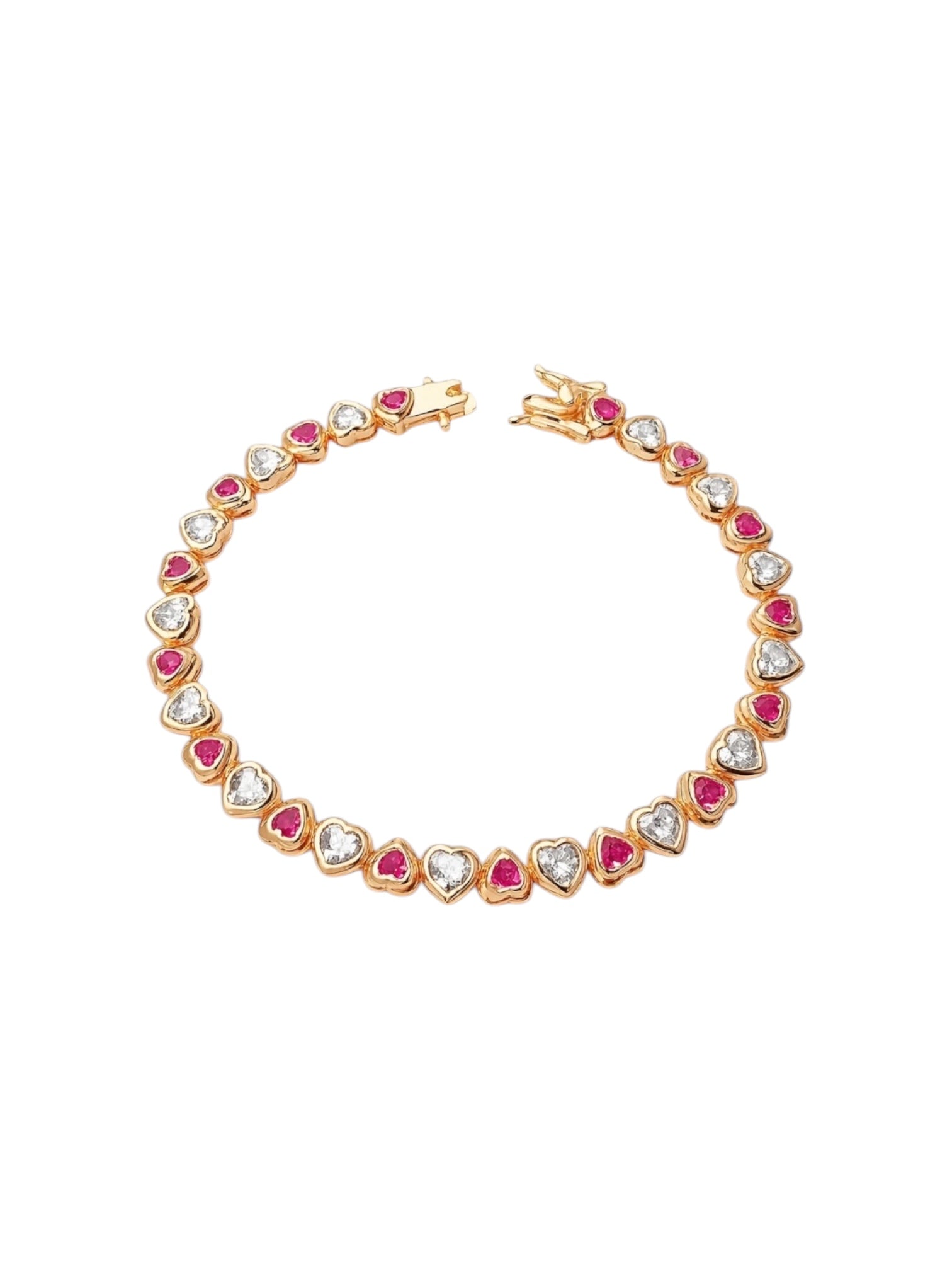 Tina Fuşya Kalp suyolu Altın Kaplama Gümüş Bileklik