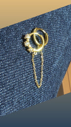 Lucca Taşlı Halka  Zincir detaylı Küpe