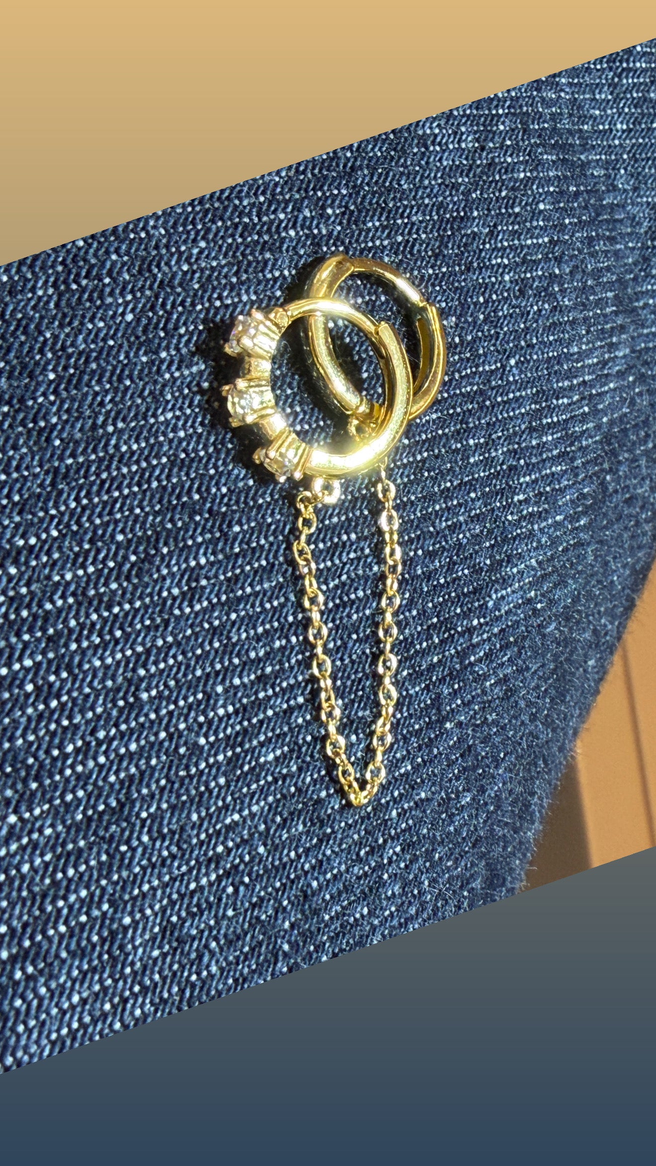 Lucca Taşlı Halka  Zincir detaylı Küpe