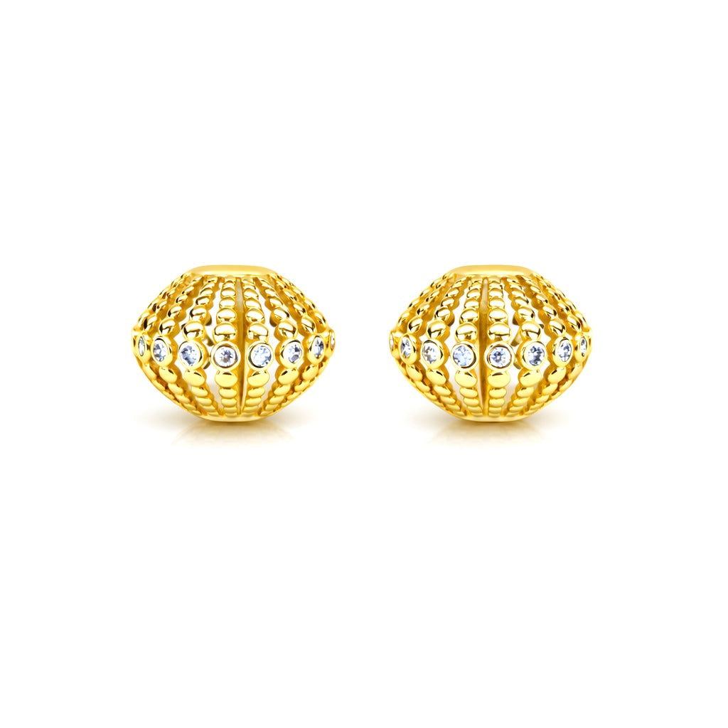 Leo Gümüş altın kaplama top Küpe