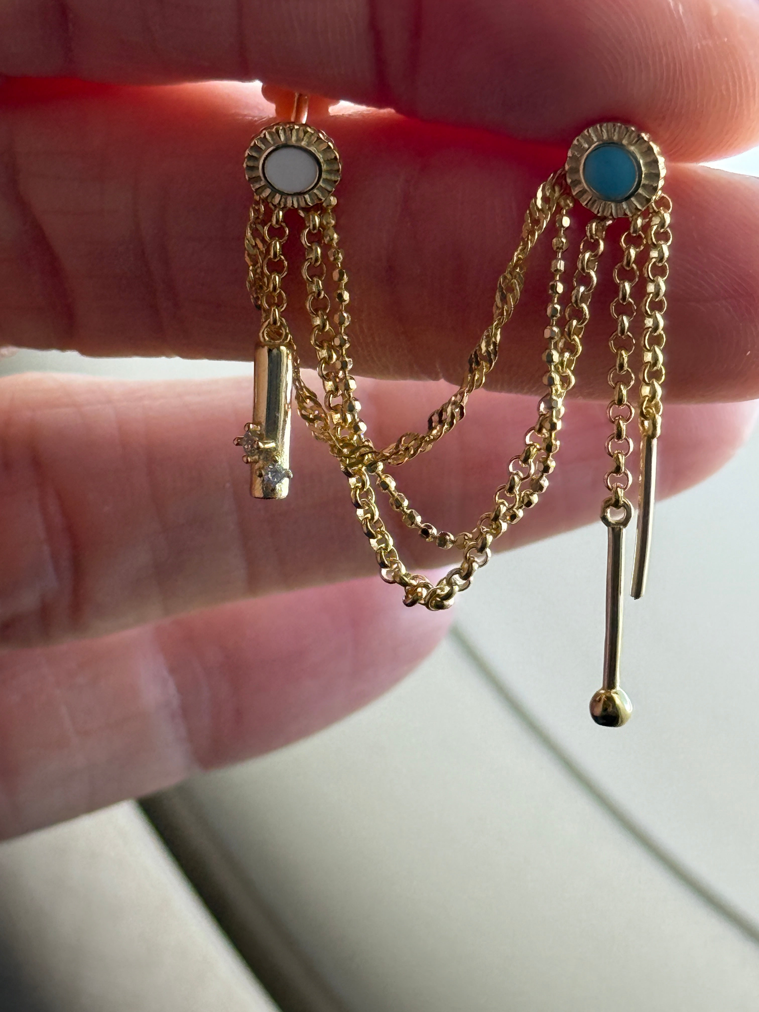 Carla 2 Zincirli Gümüş Piercing