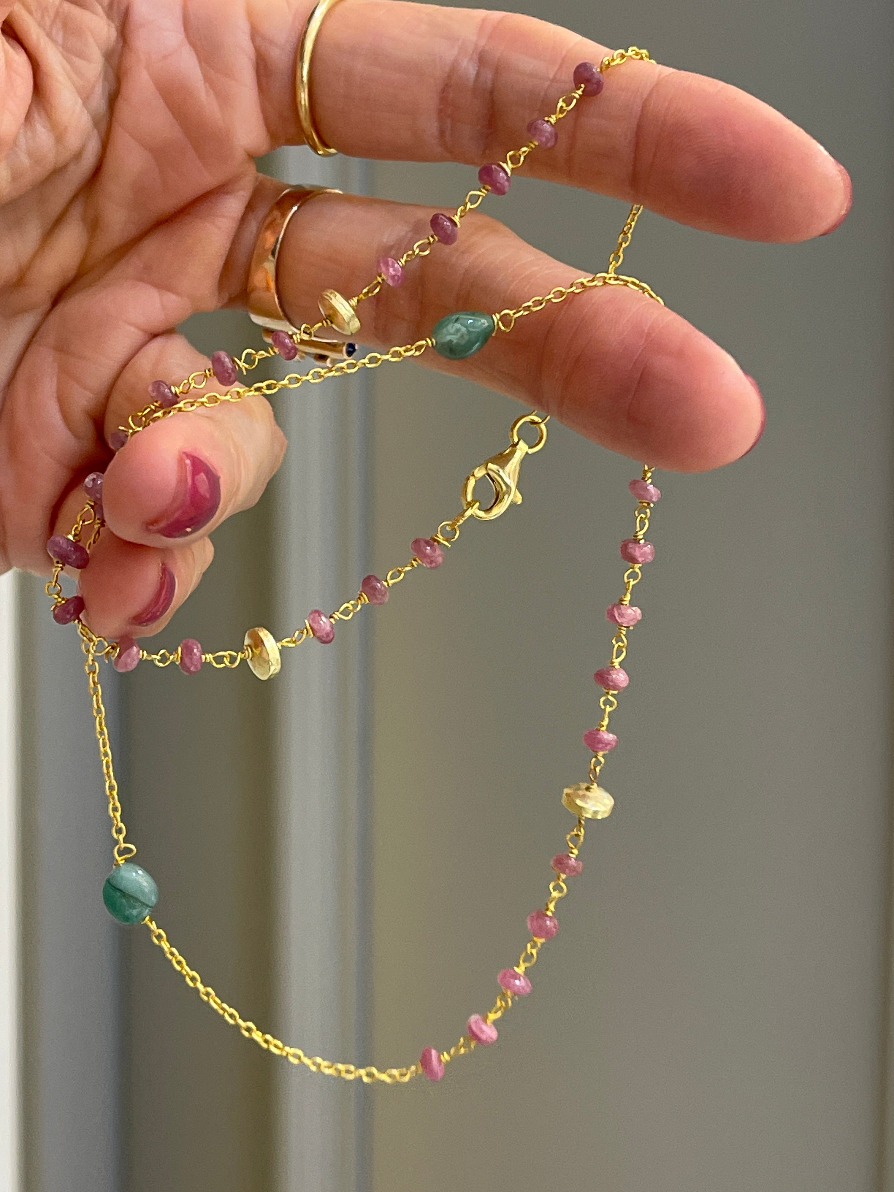 Santorini Tourmaline Emerald Necklace