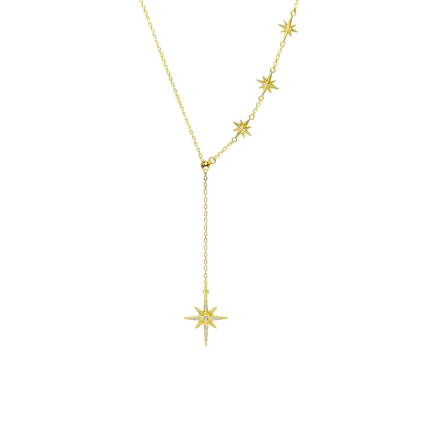 Minimal Yıldız Y Detaylı Gümüş Kolye