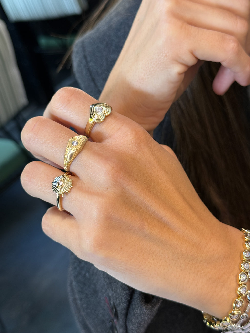 Luis Tektaş Detaylı Altın Kaplama Gümüş Yüzük