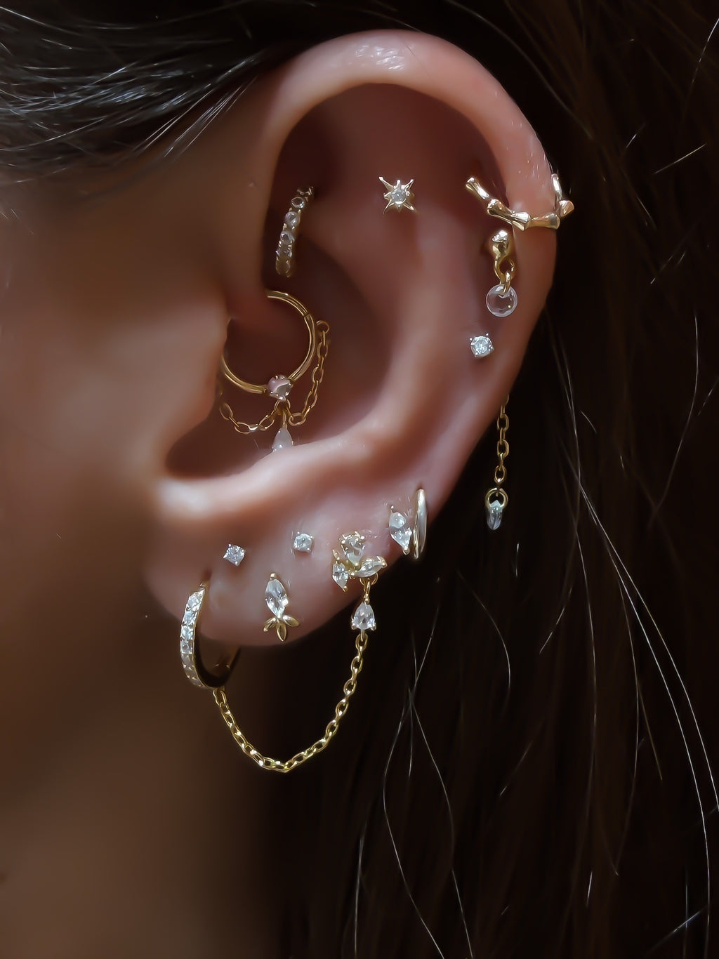 Lucca 2 Altın kaplama  Gümüş Piercing