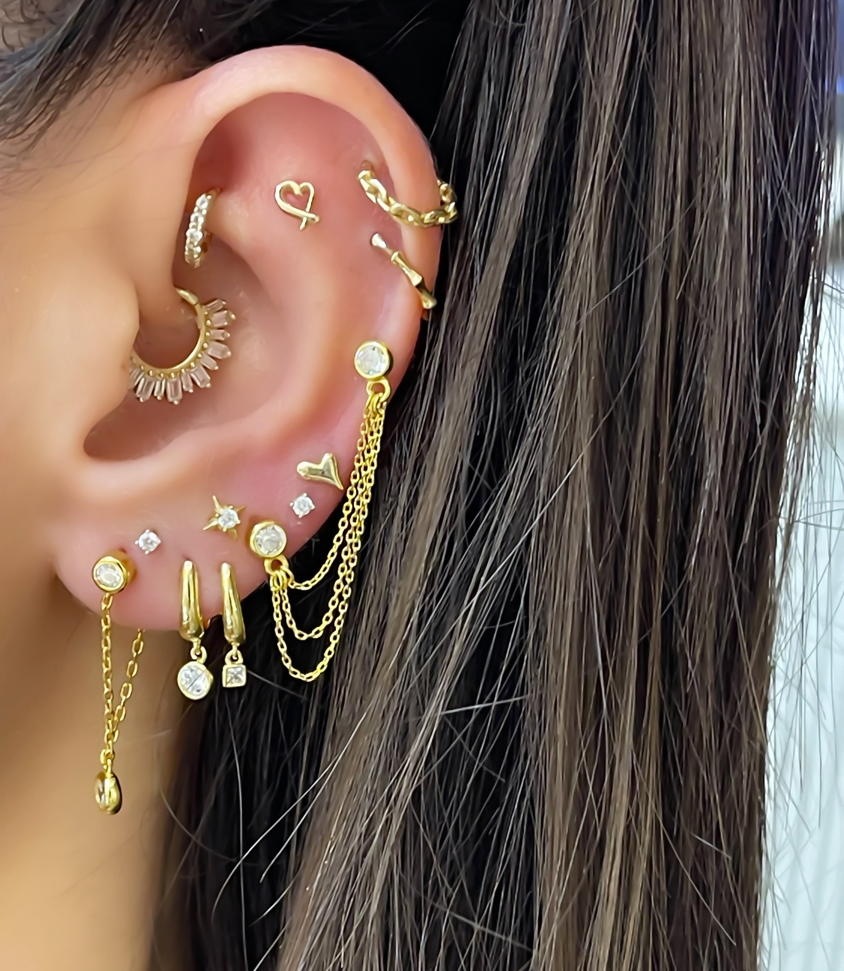 Drawing Heart 14 K Gold  Piercing