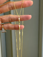 Minimal Karo Y Detaylı Gümüş Kolye