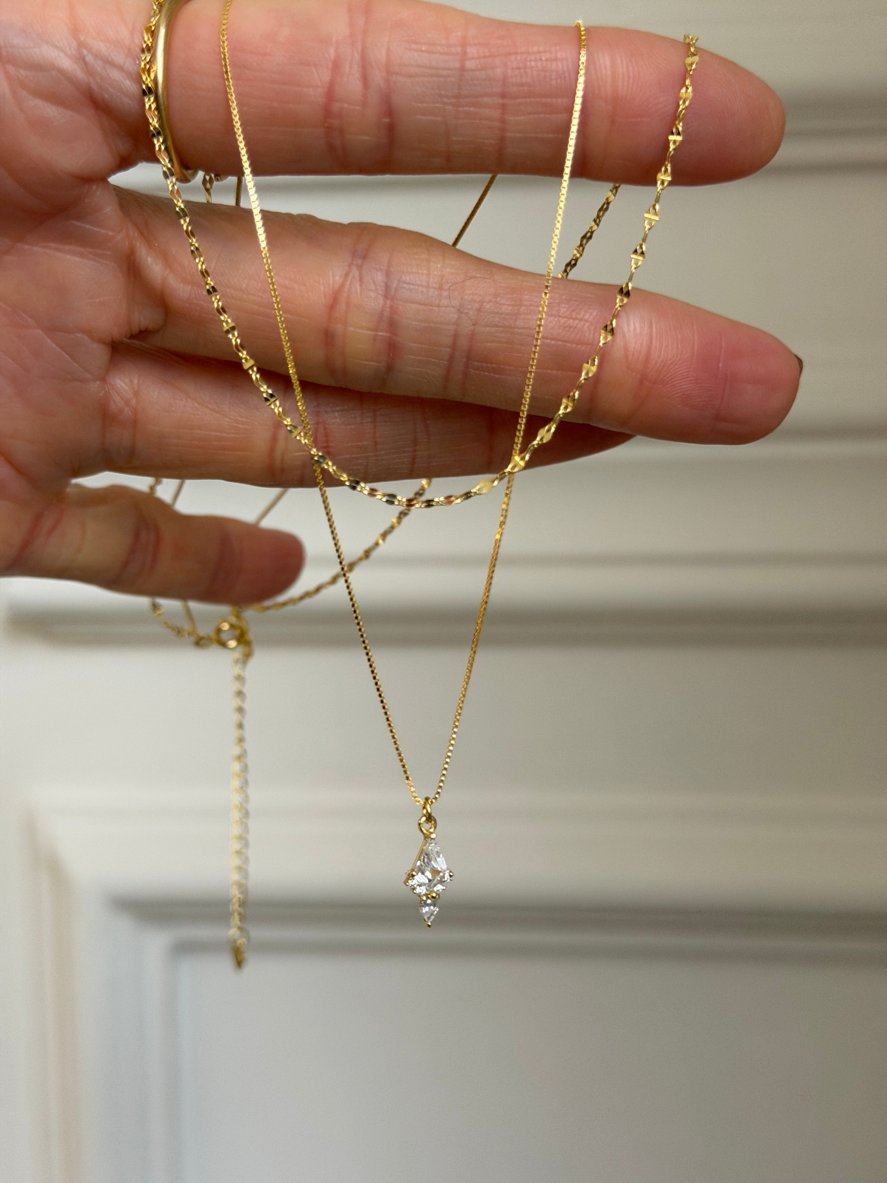 Minimal İkili Zincir Markiz Gümüş Kolye