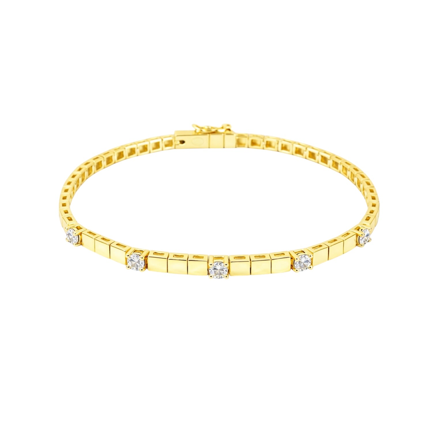 Lucca Zirkon Taşlı Altın Kaplama Gümüş Bileklik