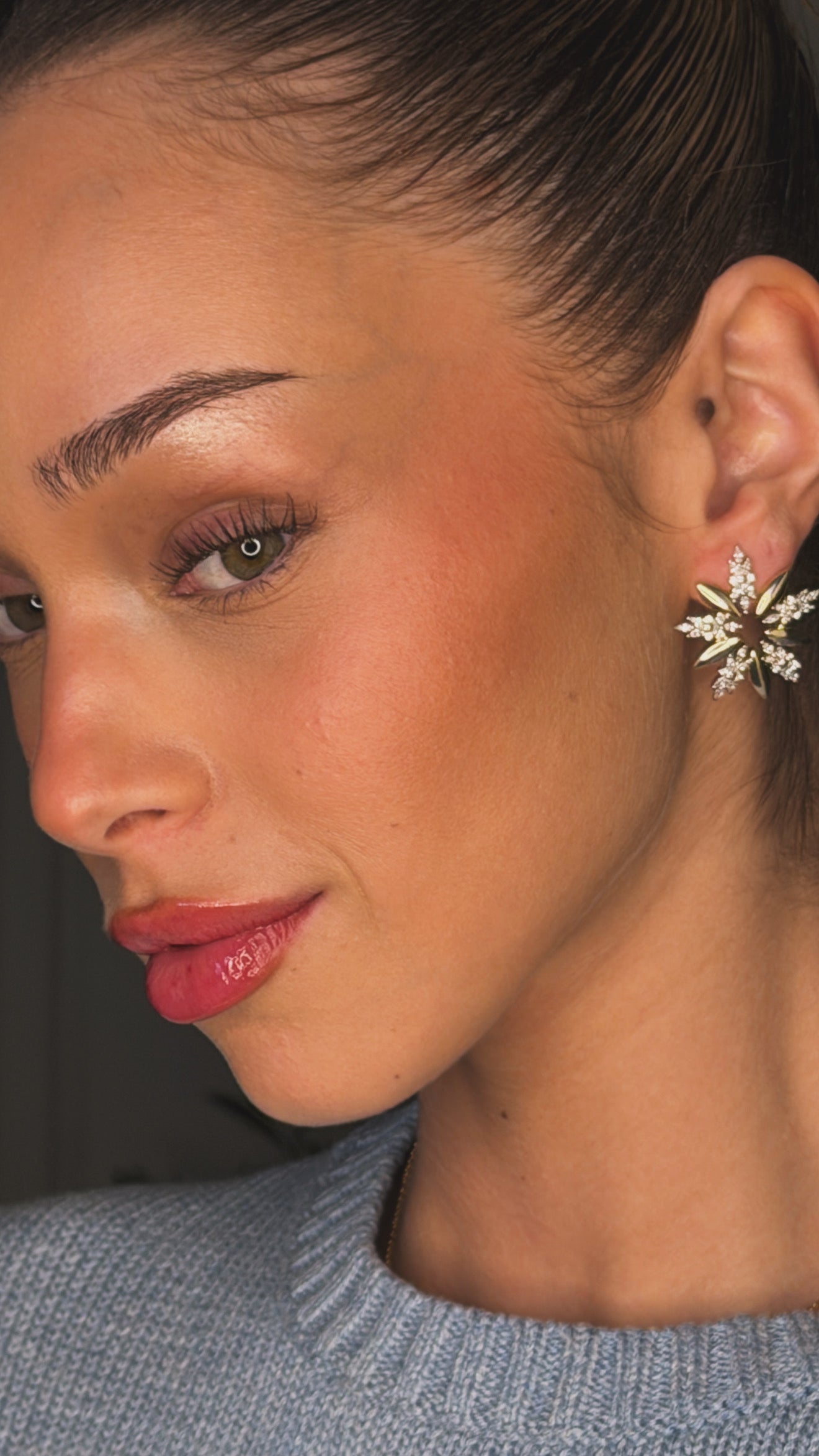 Leonie Kartanesi Altın kaplama Gümüş Halka Küpe