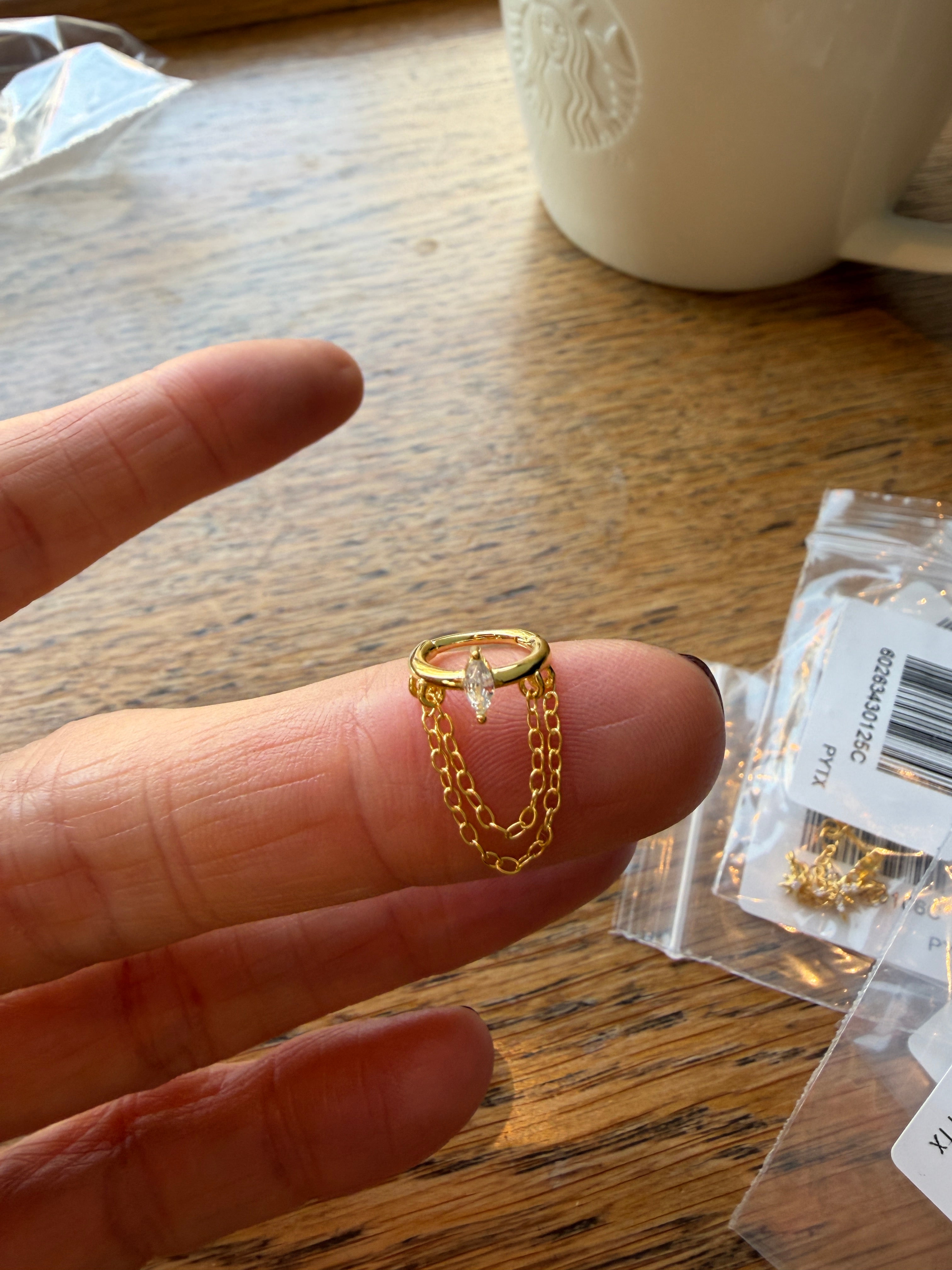 Tina 7 Altın kaplama  Gümüş Helix Piercing