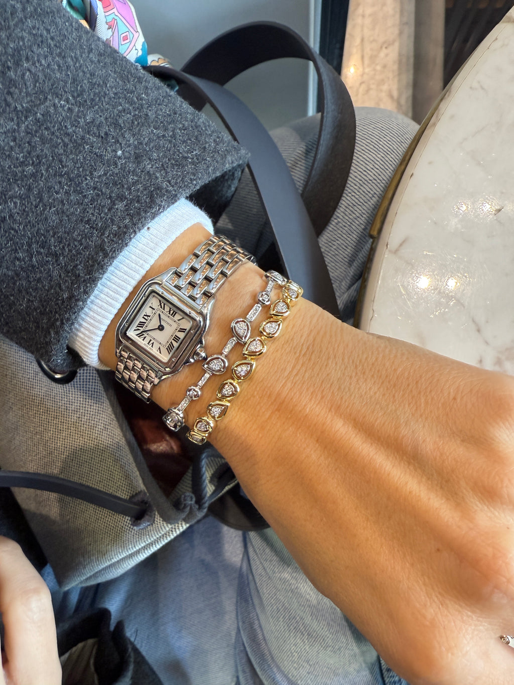 Carla Damla Kristal Taş Altın Kaplama Gümüş Bileklik