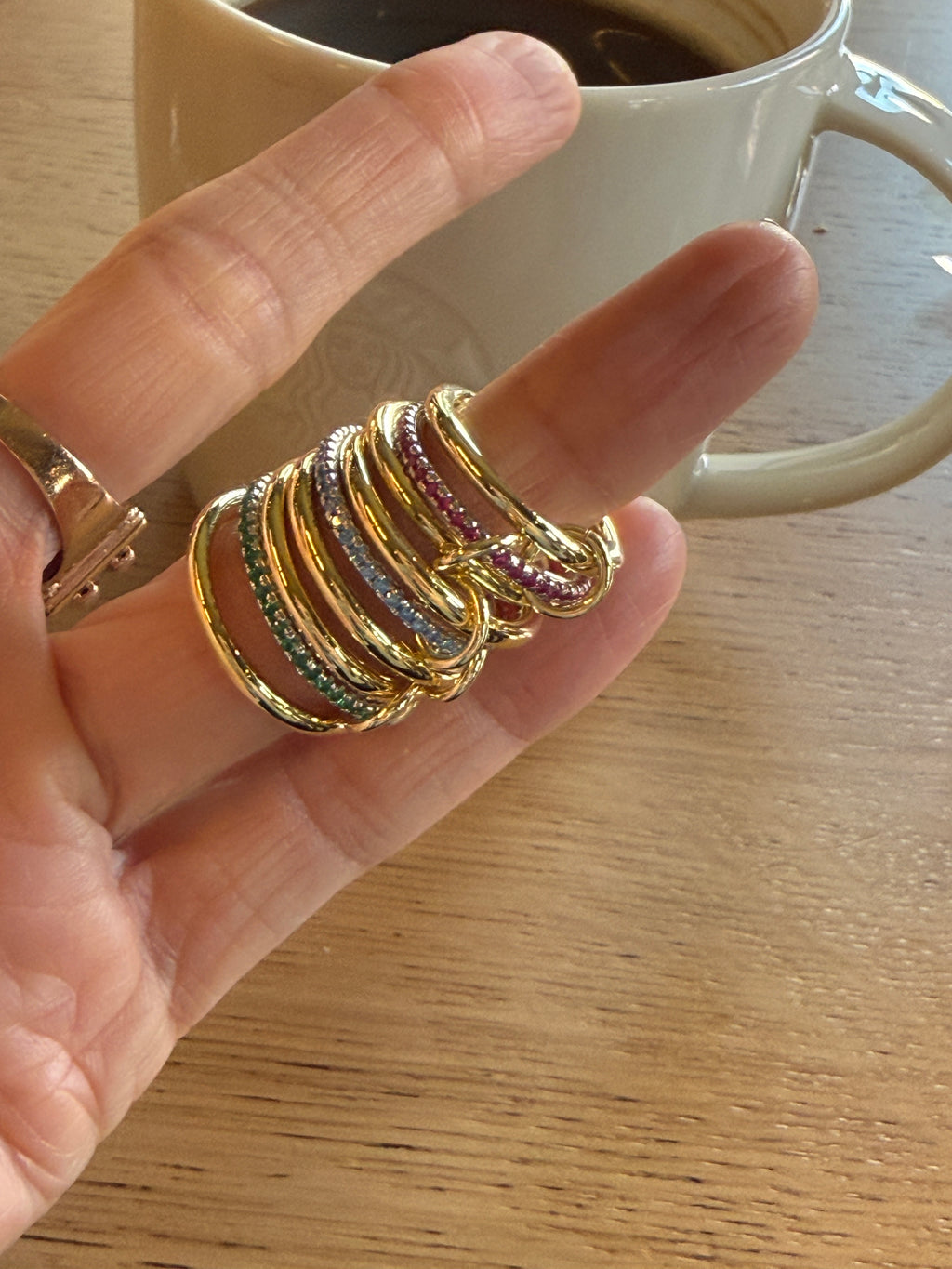 Bella Circle Yeşil Katlı Yüzük