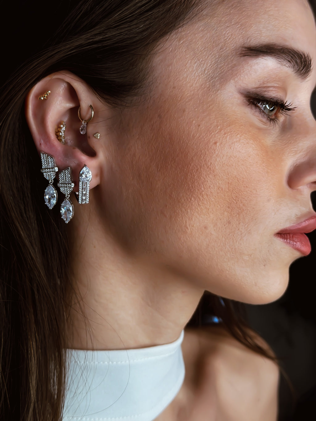 Brige Baget  Altın kaplama Gümüş Küpe