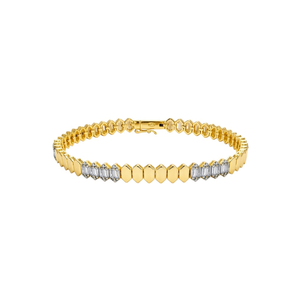 Lucca Baget Geometrik Altın Kaplama Gümüş Bileklik