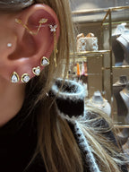 Kate Kelebek  Zincir Detaylı Gold Kaplama Gümüş Piercing Küpe