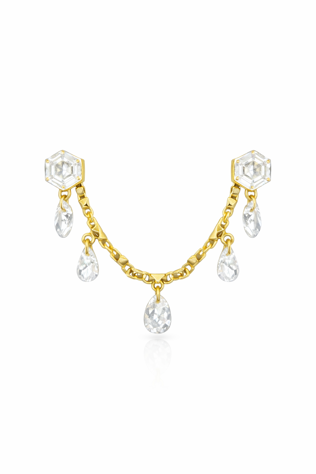 Lucca Charm Kristal Sallantılı  Altın kaplama Gümüş Küpe